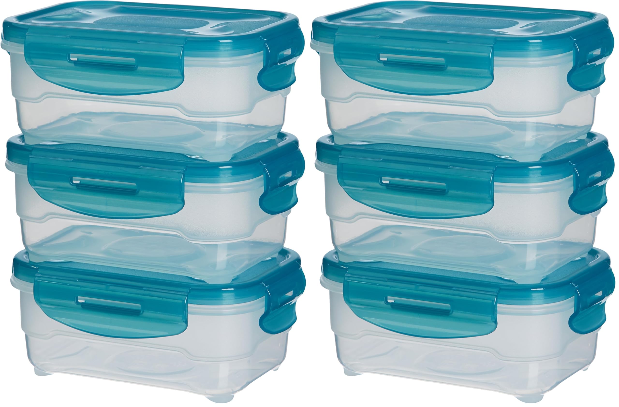 Amazon Basics Gefrierbehälter im Set, mit Deckel, luftdicht, auslaufsicher, stapelbar, für Kühlschrank/Gefriertruhe, BPA-frei, Kunststoff, mikrowellen- und spülmaschinenfest, 3 x 0.6 l, hellblau