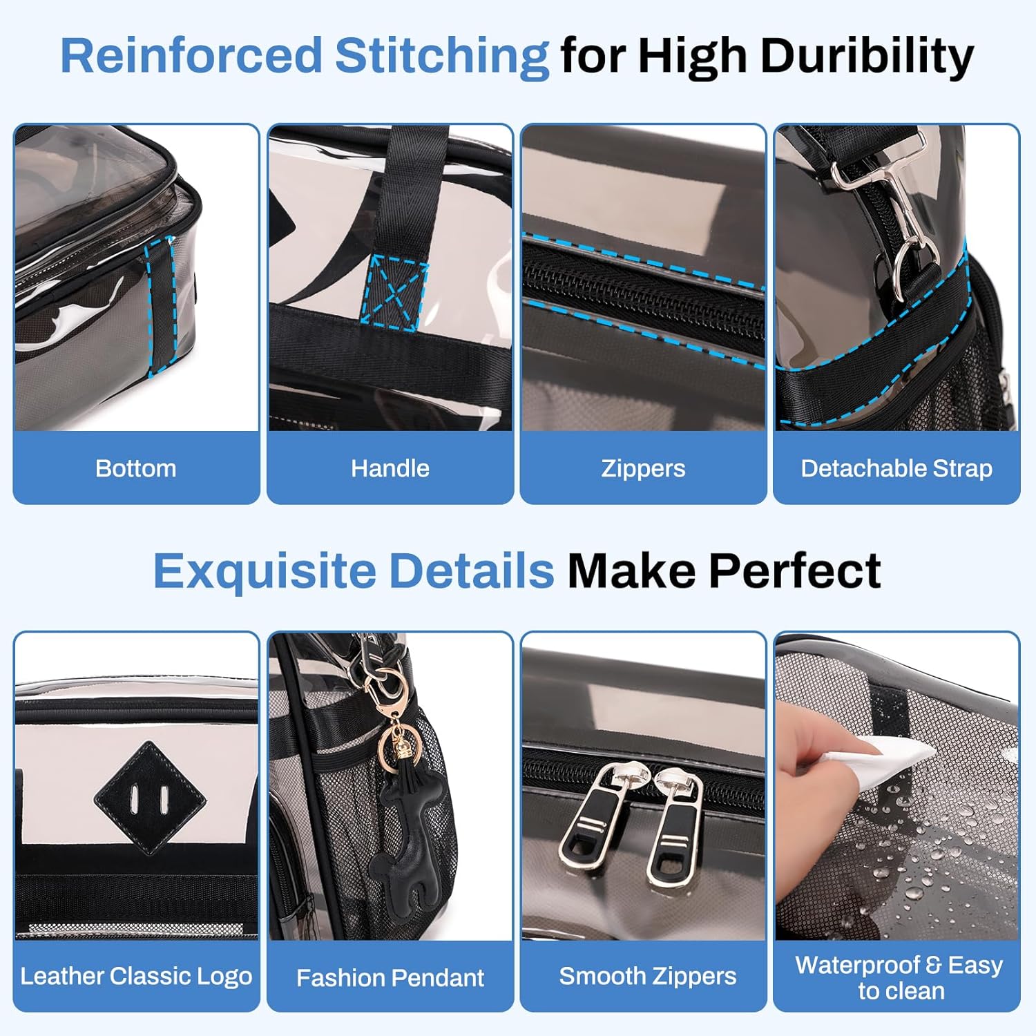 Clear Tote Bag - 12x6x12 See Through Stadium Event Bag for Women - Image 6