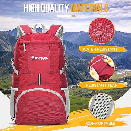 Miniatura 4 de Mochila de viaje Zomake ligera para senderismo, resistente al agua, mochila plegable para mujeres y hombres
