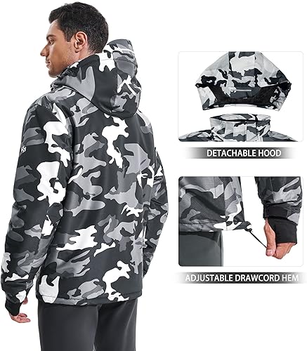 Miniatura 2 de Heathyoga Chaqueta de esquí impermeable para hombre, chaqueta de snowboard para hombre, chaqueta de nieve, chaquetas de esquí, chaquetas de