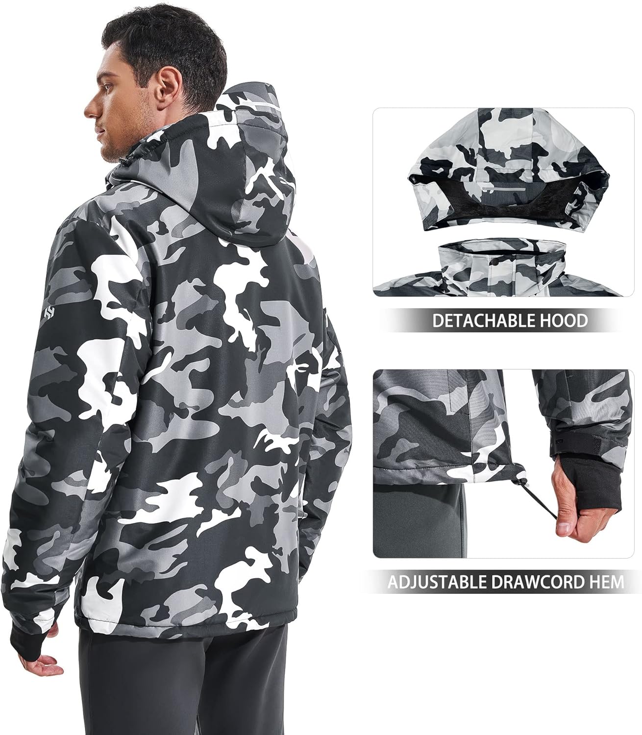 Miniatura 2 de Heathyoga Chaqueta de esquí impermeable para hombre, chaqueta de snowboard para hombre, chaqueta de nieve, chaquetas de esquí, chaquetas de