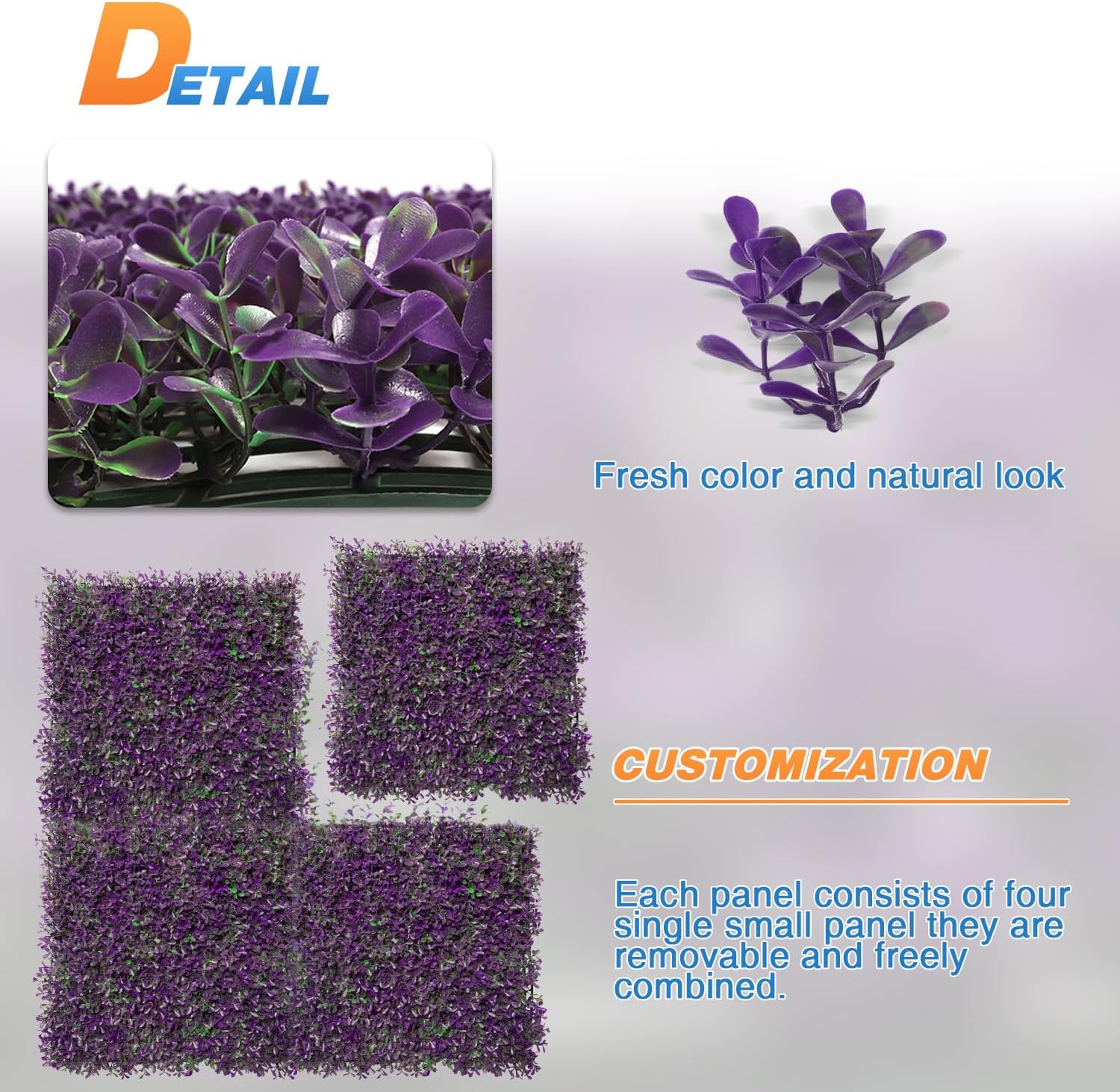 TANG 40"x40"-1PC Artificial Greenery Boxwood Panels Grass Wall Panel, Faux Privacy Fence Ivy Screens Backdrop Fake Hedge for Indoor Outdoor Wedding Décor, Style-6