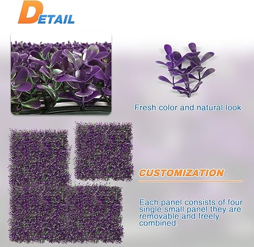 Miniatura 3 de TANG Paneles de pared de césped falso de maní, telón de fondo de 20 x 20 pulgadas, paneles de boj artificiales, decoración de pared verde, pared de