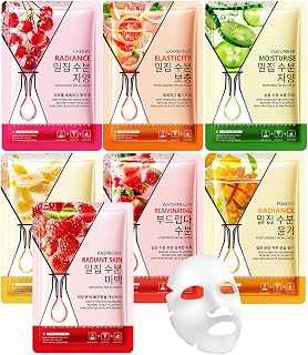 ROOUTEN Face Masks Skincare, 7 Pack Facial Masks for Women Skin Care, Sheet Masks Beauty with Natural Ingredients, Birthday Party Spa Gift for Teens Girls, Hydrate and Soothe for All Skin Types