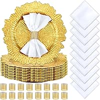 Vista 1 de Tanlade Juego de 72 Piezas de Platos Base Navideños a Granel, 24 Piezas de Platos de Corona Floral de 13'', Servilleteros y Servilletas de Tela