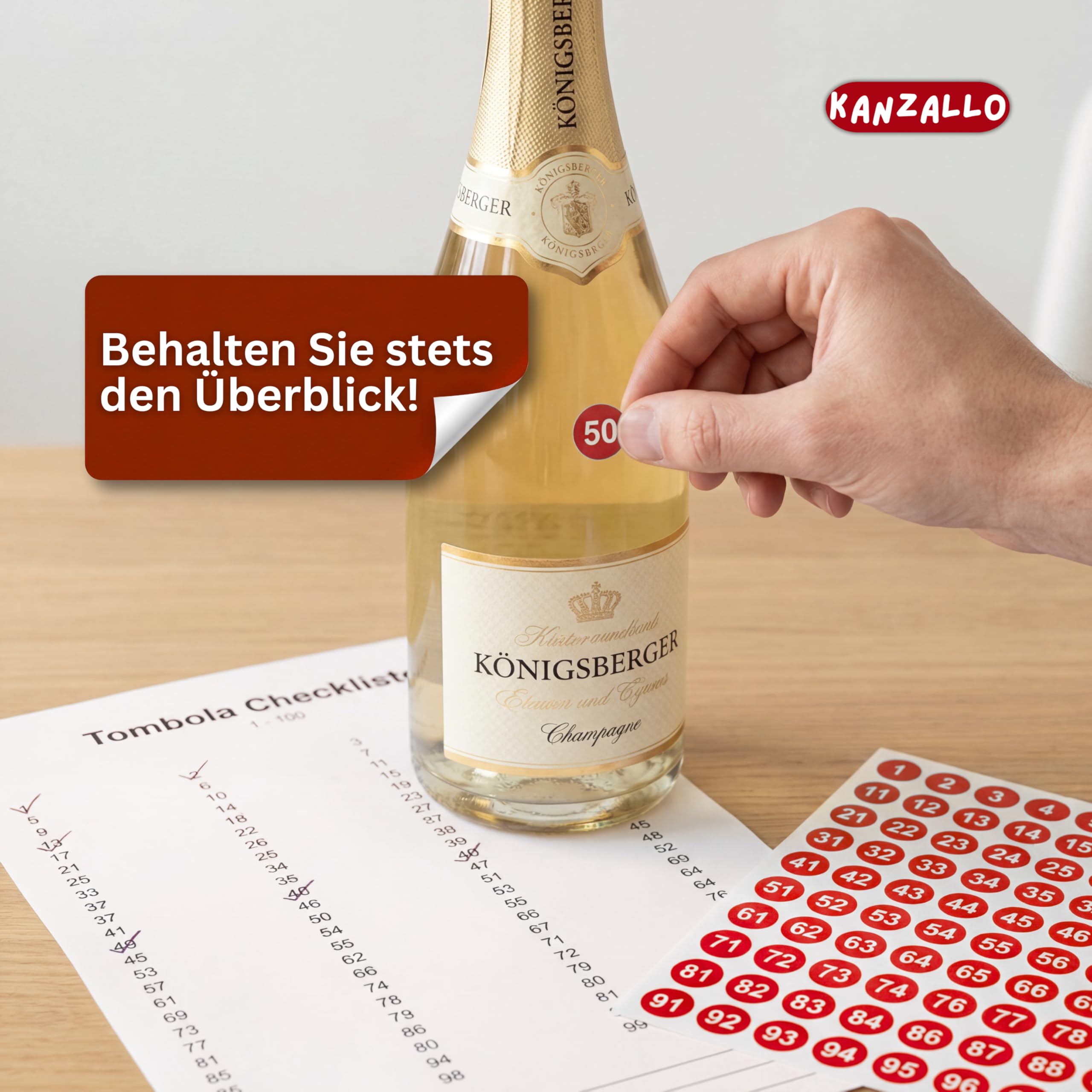 Tombola Lose Set mit Nieten 200 Gewinne 500 Nieten nummerierte Tombolalose inkl. Checkliste Sticker