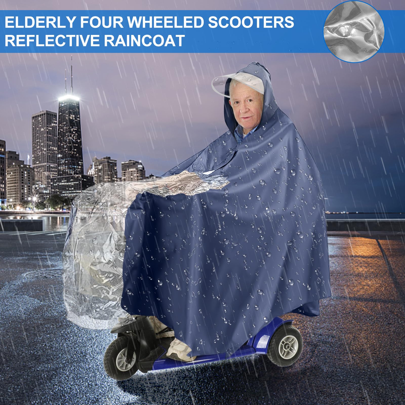 Protector de lluvia para scooter de movilidad, poncho de lluvia para vehículos eléctricos, impermeable para movilidad y scooter, con capucha y panel transparente