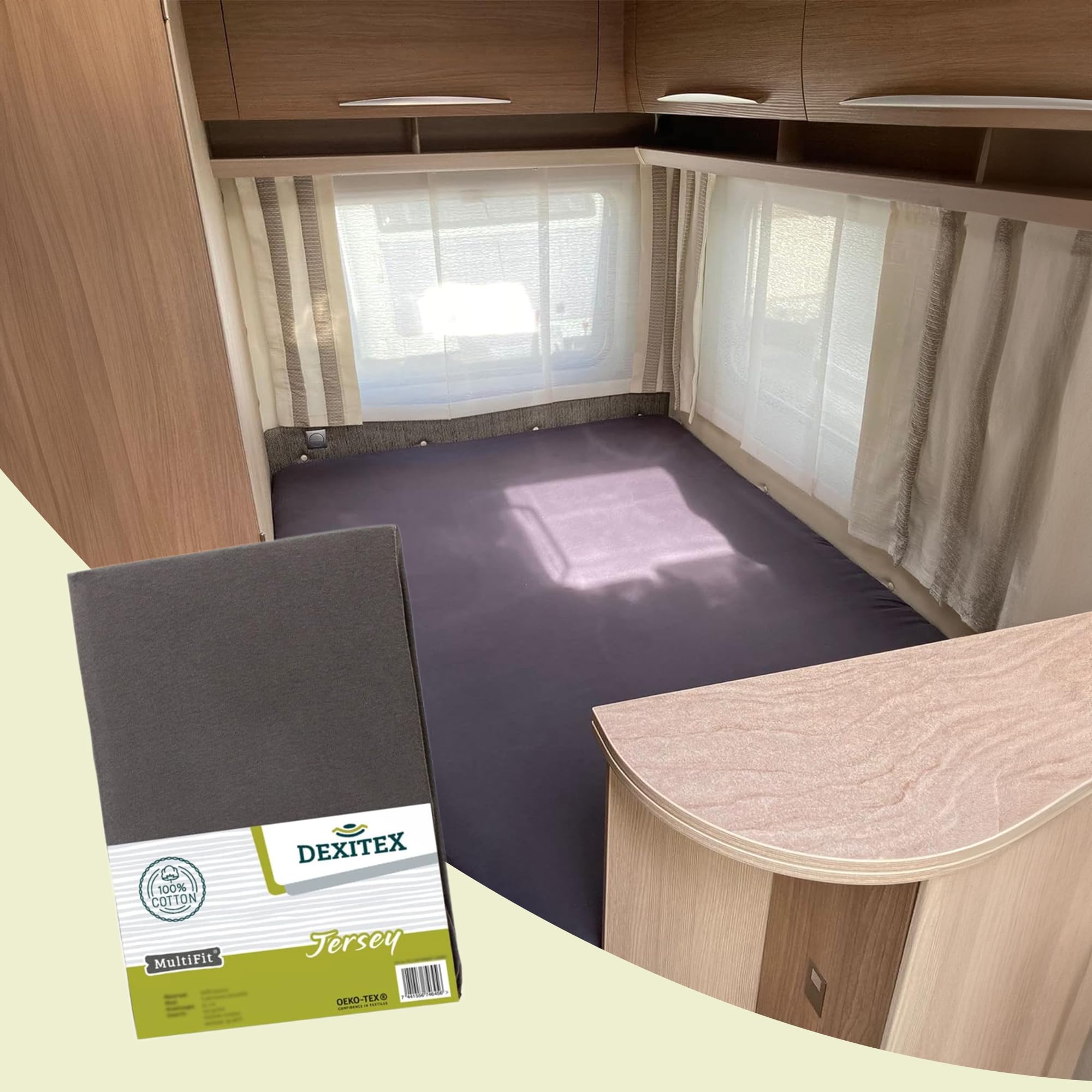 Lenzuola per Camper - Lenzuola Letto Francese - Coprimaterasso Camper - Materassi per Camper - Accessori per Camper - Oeko-TEX - 100% Cotone - Sinistra - Antracite