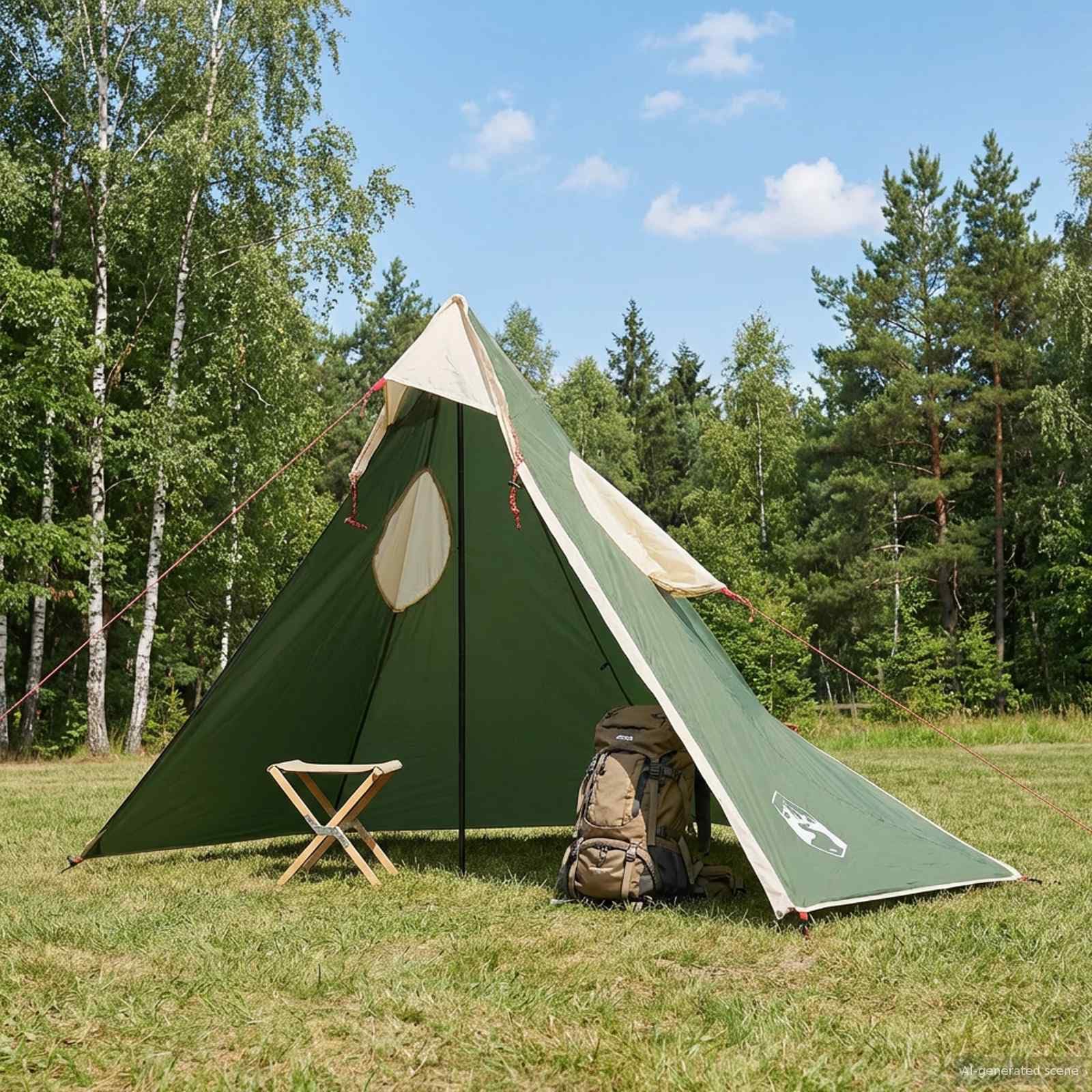 Ponczo przeciwdeszczowe 2 w 1 z kapturem, zielone, 262 x 126 x 130 cm, poliester 185T, powłoka PU, jako narzuta na namiot i ochrona przed warunkami atmosferycznymi, na kemping, wędrówki
