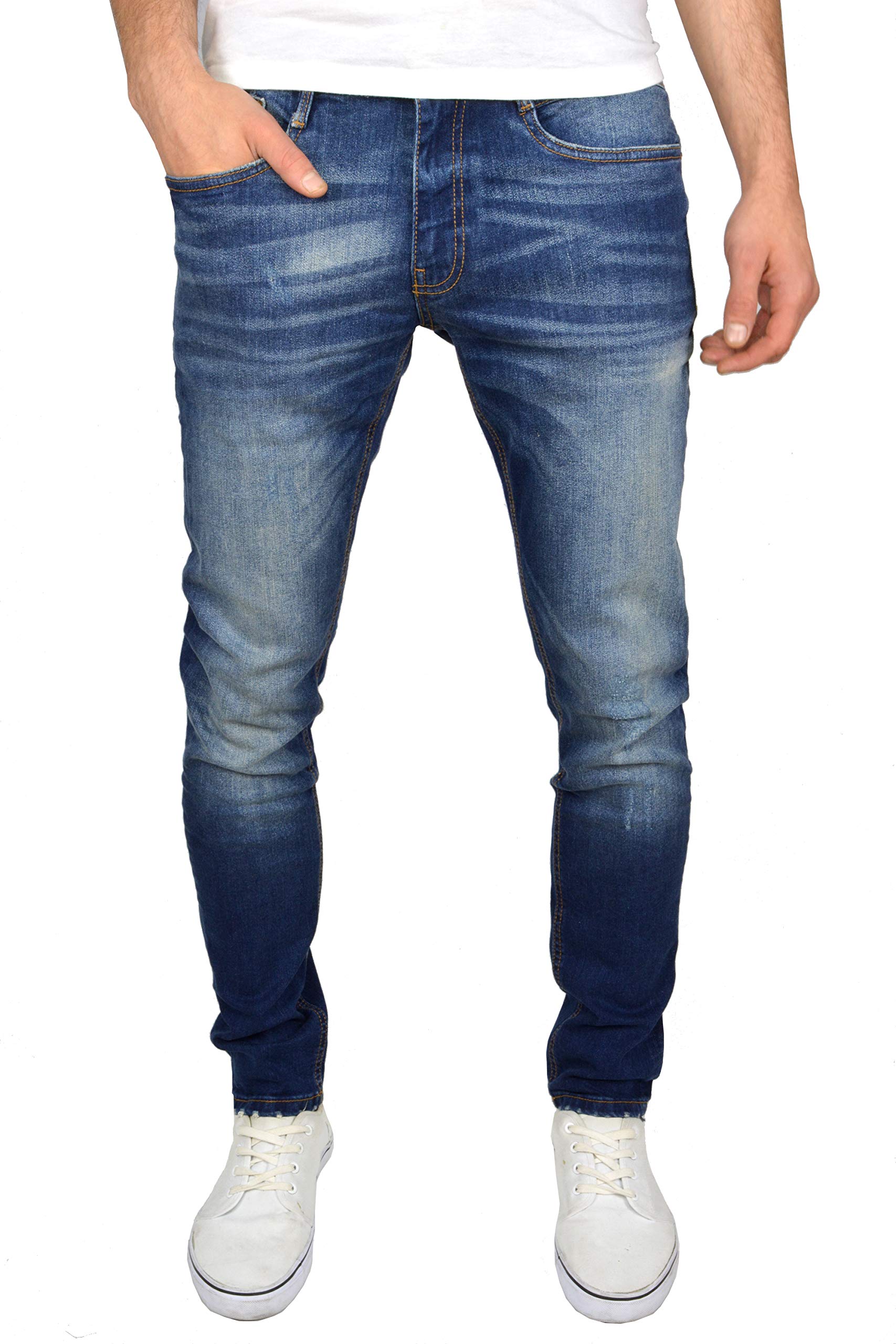 Mens 'MAYLEAD' Essential Slim Fit Stretch Jeans | 'TRANFOLD' Ripped Faded Abraised Effect Cotton Rich Straight Jeans