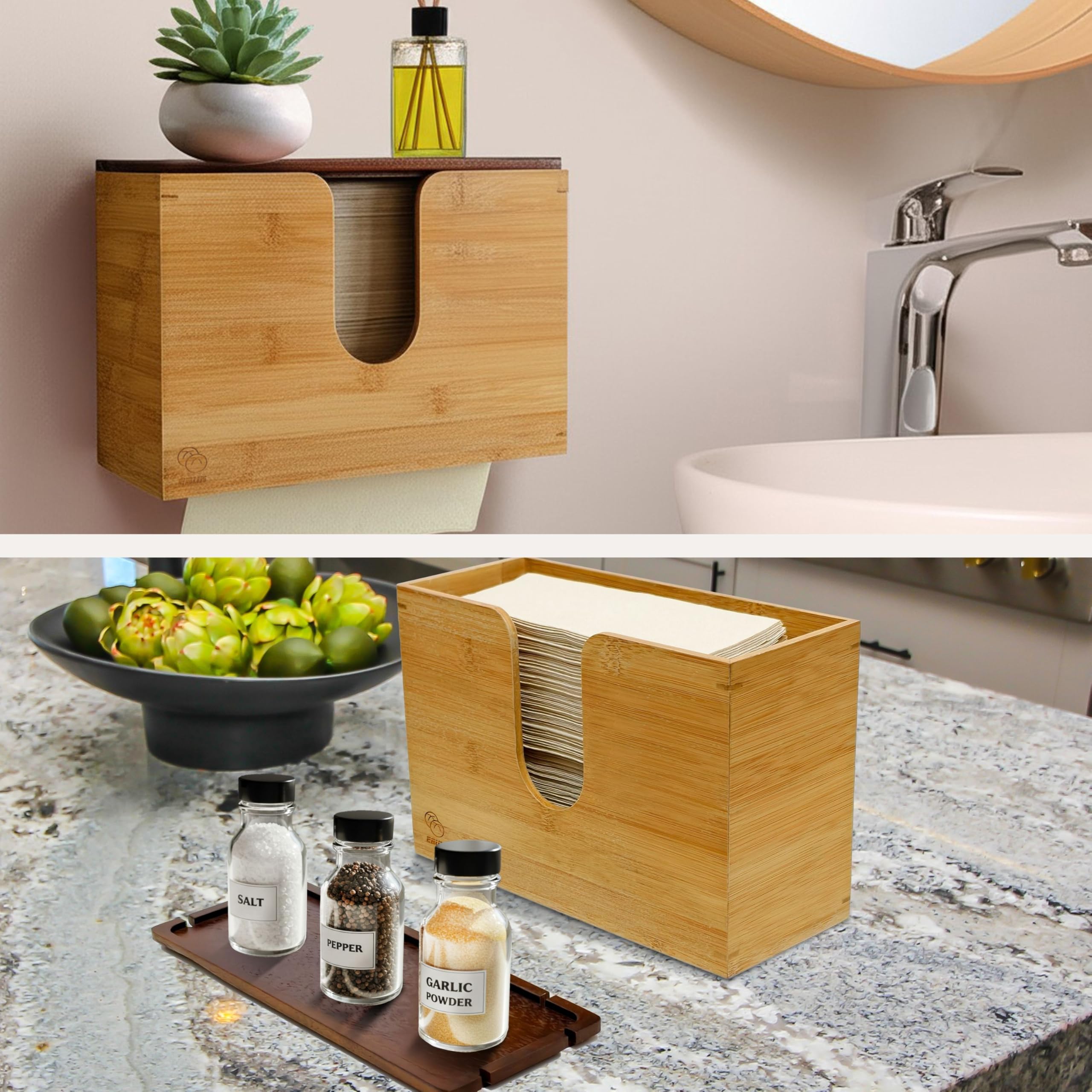 Multifold papel toalla dispensador – pared soporte y encimera dispensador – hecho de bambú