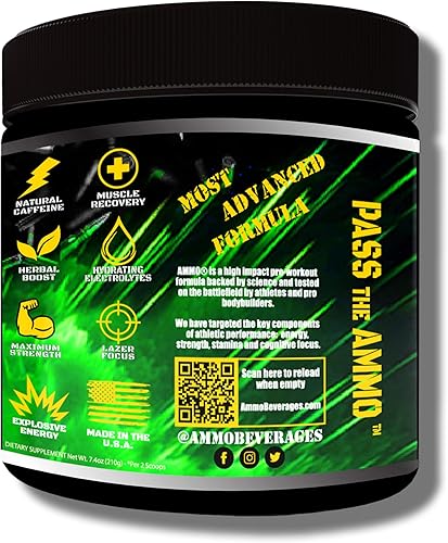 Miniatura 8 de AMMO  Energy Reloads - Polvo para preentrenamiento, 300 mg de cafeína, cero azúcar, aminos vitales y electrolitos, sin sabores ni colores