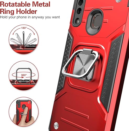 Miniatura 3 de Funda para Galaxy A20 con protector de pantalla, a prueba de golpes, a prueba de caídas, ajuste delgado, con soporte de automóvil, cubierta