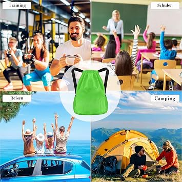 Backpack Bag Drawstring Bag Women Gym Bag Men Sports Bag Large Swimming Bag Waterproof Bag with Drawstring for Unisex Sports Gym (Fluorescent Green)