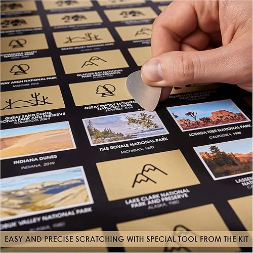 Miniatura 4 de Divalis Póster para raspar los parques nacionales de EE. UU. - Lista de verificación de los 63 parques de EE. UU. - Mapa NP de Estados Unidos