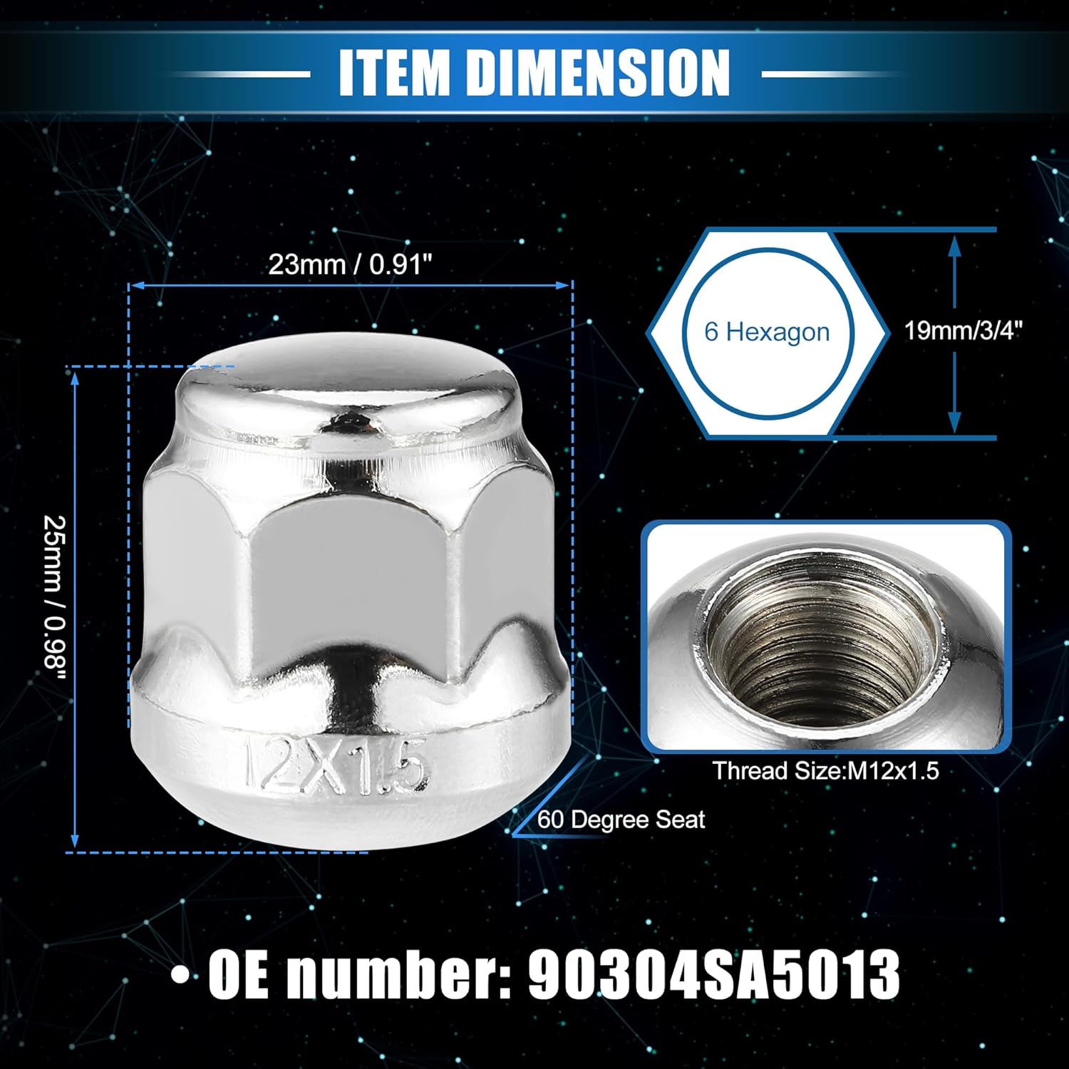 10 Pcs Wheel Lug Nuts Compatible for Honda Accord Civic, Durable Chorme Plated M12x1.5 Carbon Steel Silver Tone Tire Lugnuts