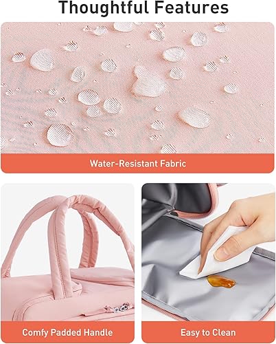 Miniatura 6 de TOURIT Lonchera para mujer, compartimento de doble cara con bolsa de hielo, diseño de múltiples bolsillos para el trabajo, al aire libre, rosa bebé