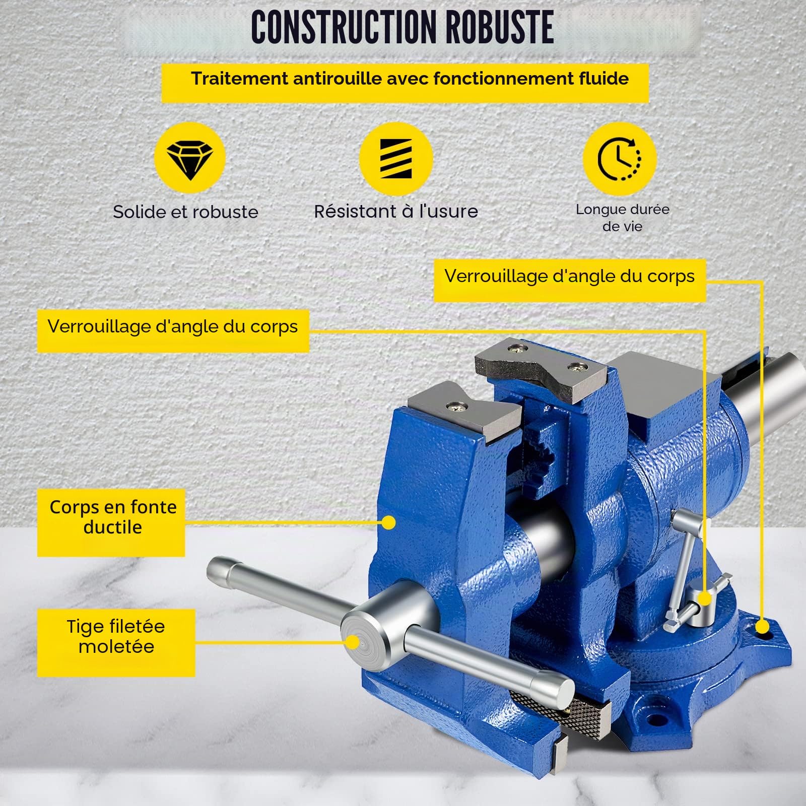 BestEquip Étau d'Etabli 152 mm, Étau de Banc 6 Inch Pince de Rotation à 360 Degrés sur Etau, Table Etau à Base Pivotante, pour Serrer l'Equipement de Fixation à Usage Domestique/Industriel