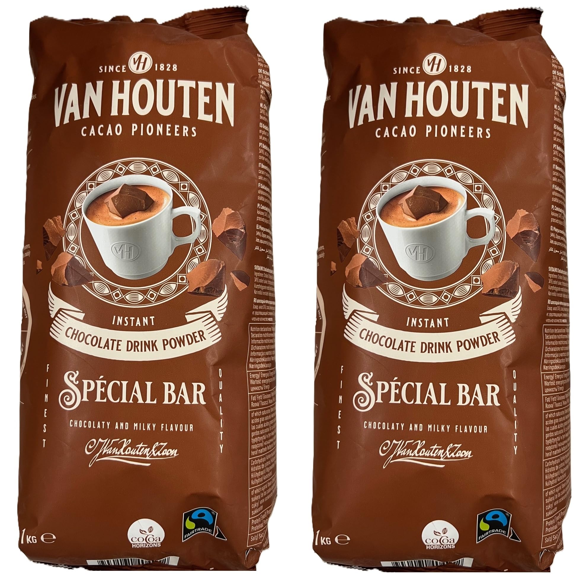 Chocolat Poudre Spécial Bar Bistro Van Houten Cacao Pour La Boisson Chocolatée - 1 kg - Lot de 2