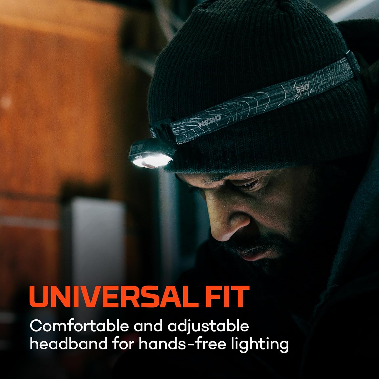 NEBO MYCRO 550+ Rechargeable Headlamp | 550 Lumens, 7 Light Modes, Water Resistant, Detachable Hat Clip, Super Bright Head Lamp for Camping & Hiking, Includes USB Charging Cable – Gray