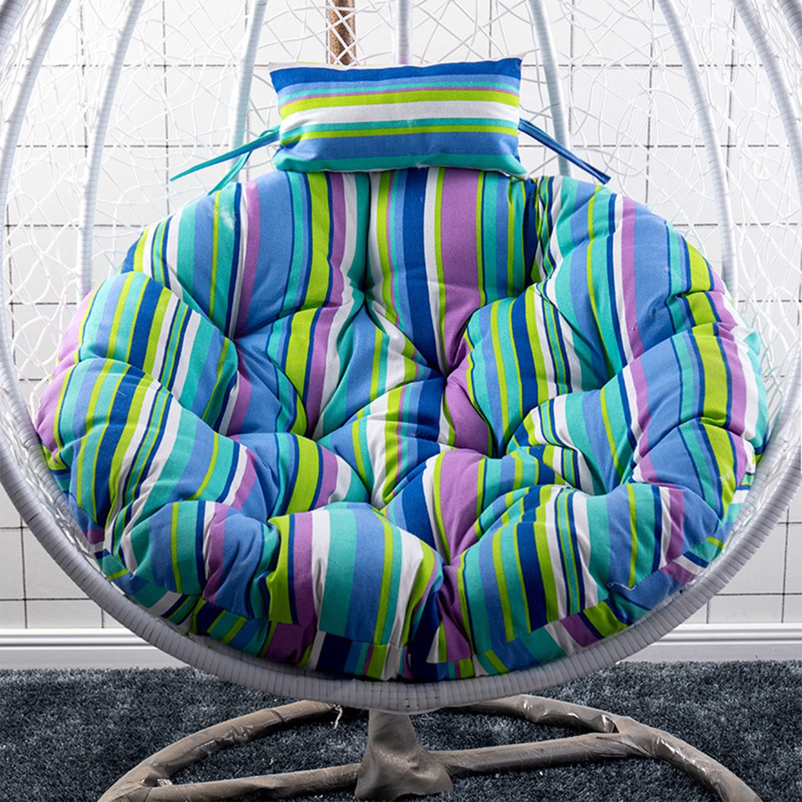 UGZXCVBN Egg Chair Cushion, Egg Chair Hanging Swing Cushion With Pillow Washable Floral Multicolor 105/120 cm(F,105cm)