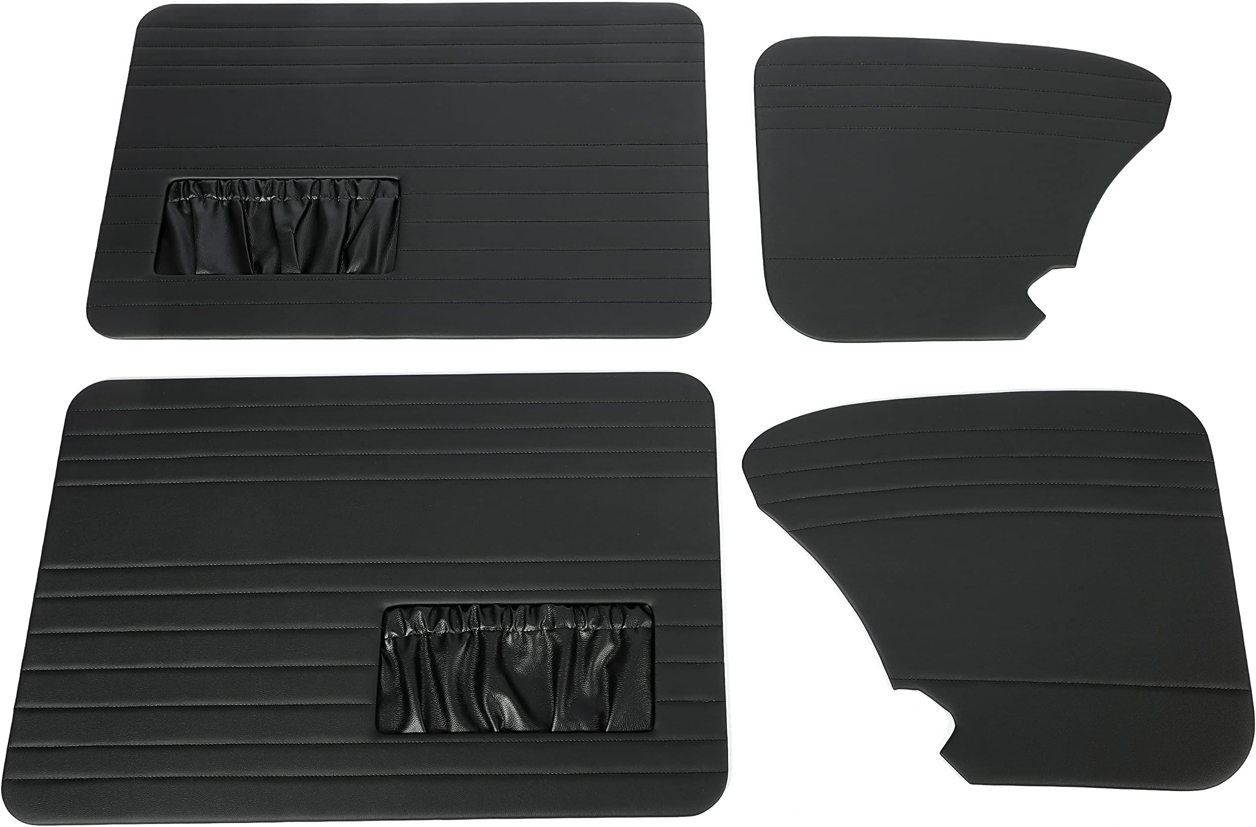 KUAFU Door Panels Compatible with 1965-1977 Volkswagen Beetle Vw Street Baja Bug w/Pockets Leather Black 4 Pcs