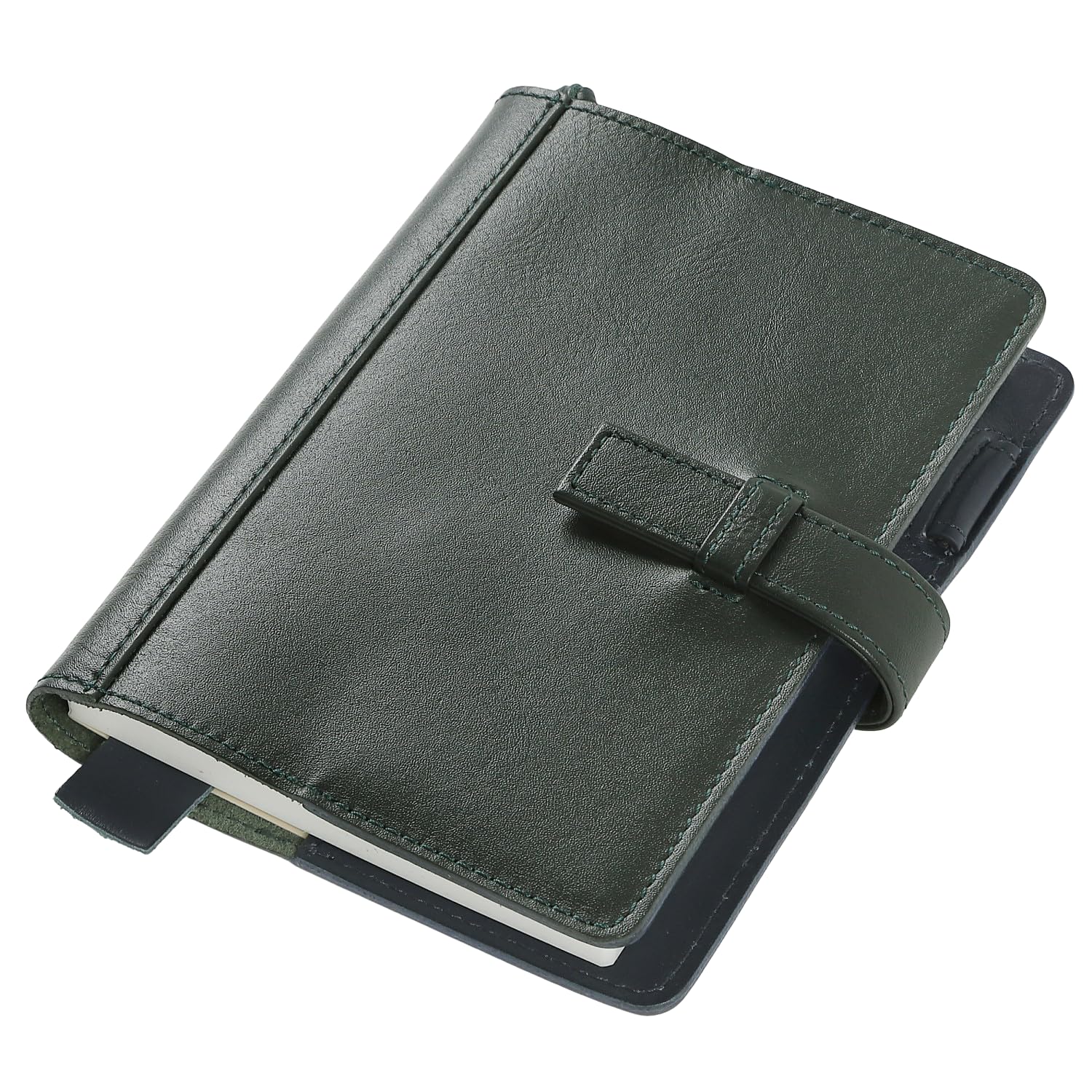 MonoBox Genuine Leather Notebook Cover A6 Hobonichi Compatible Dark Green