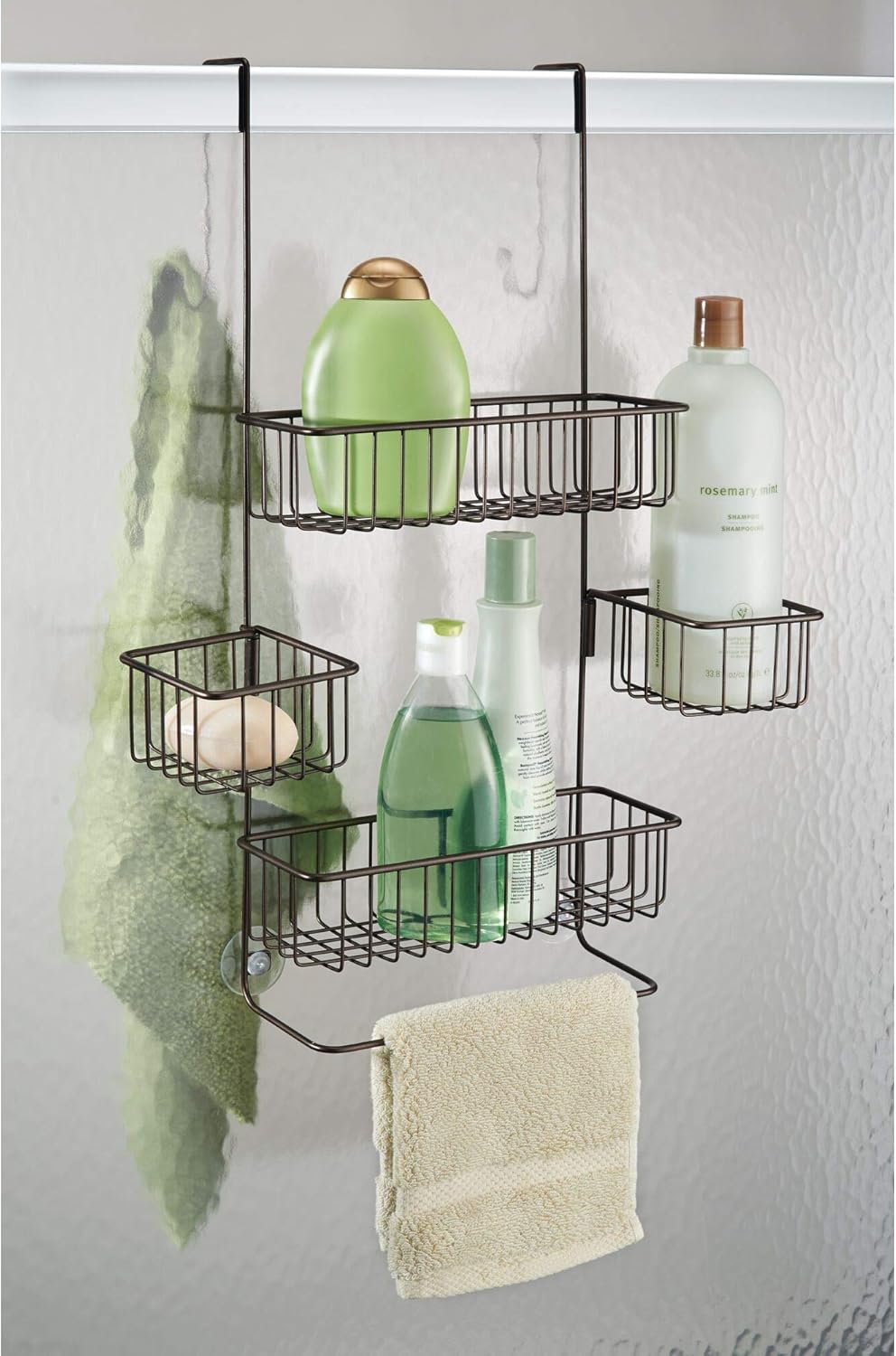 Bеѕt Cуbеr Dеаlѕ 🔥 iDesign Metalo Bathroom Over the Door Shower Caddy with Swivel Storage Baskets for Shampoo, Conditioner, Soap, 10.5 x 8.25 x 22.75, Bronze