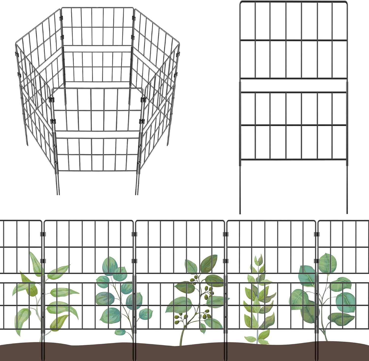 31.5 Inch(H) X 20 Ft(L) Tall Decorative Garden Fence 14 Pack Fencing Panels, Metal Wire Border No Dig Fencing Animal Barrier for Dog, Flower Edging for Yard Landscape Patio Outdoor Decor