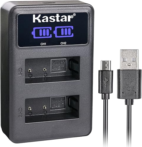 Kastar Cargador LCD dual para Canon LP-E17 LPE17 LC-E17 y Canon Rebel SL2, Rebel T6i, Rebel T6s, Rebel T7i, EOS M3, EOS M5, EOS M6, EOS 77D, EOS
