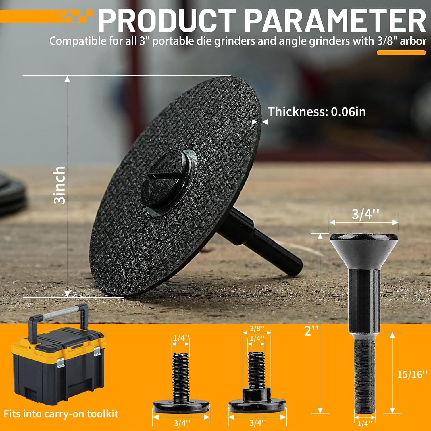 5 Pack 3 Inch Cut Off Wheels with 1/4" Mandrel for Die Grinder