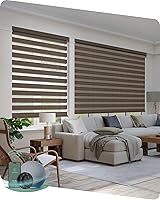 Vista 22 de Yoolax - Persianas de rodillo motorizada inteligente, estilo cebra, para ventanas 80% de sombreado - Blanco