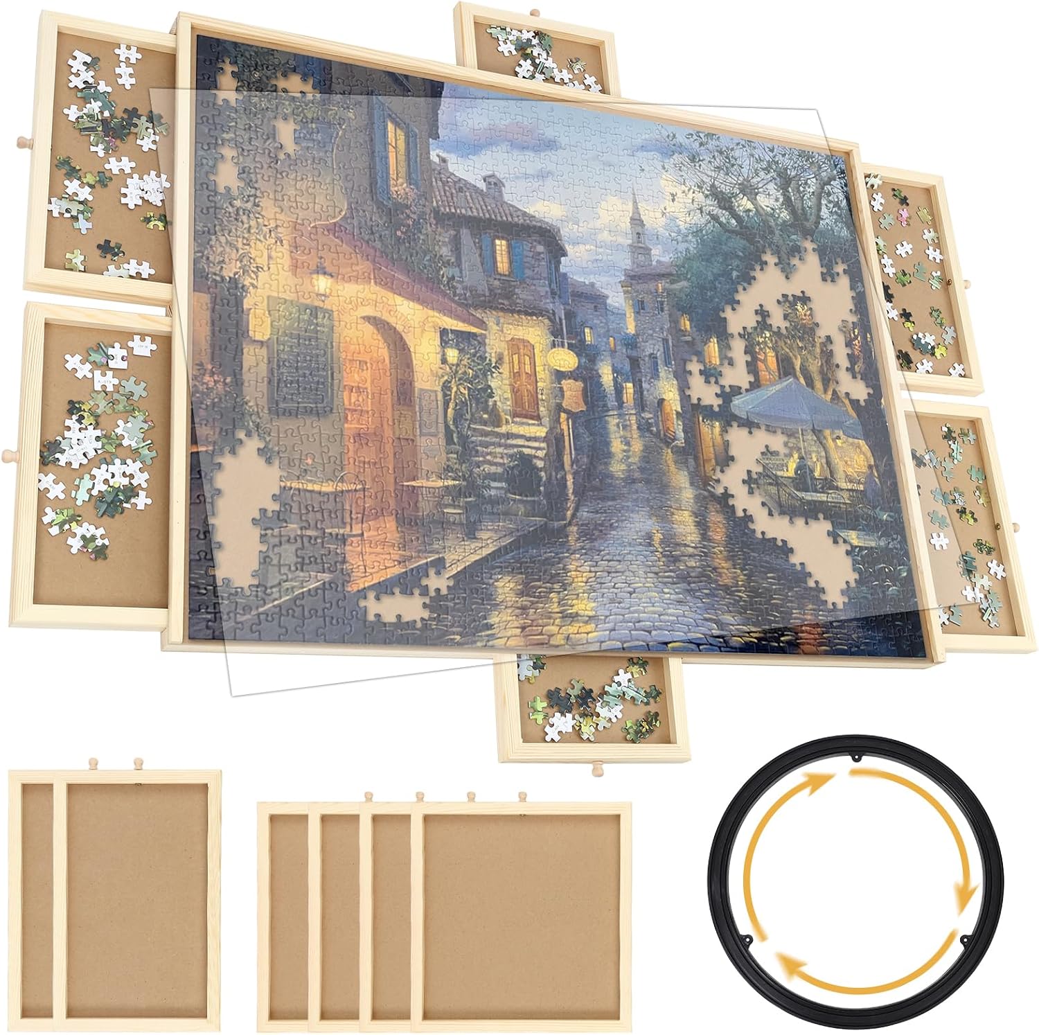 Amazon.com: Wooden Rotating Puzzle Board with 6 Magnetic Sorting ...