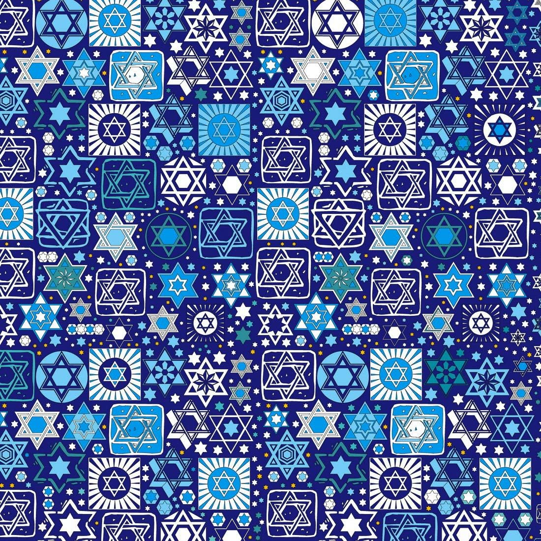 Jewish Fabric Tossed Stars (Navy) / Sold in 1/2 Yd Increments/Multiple Yards Available
