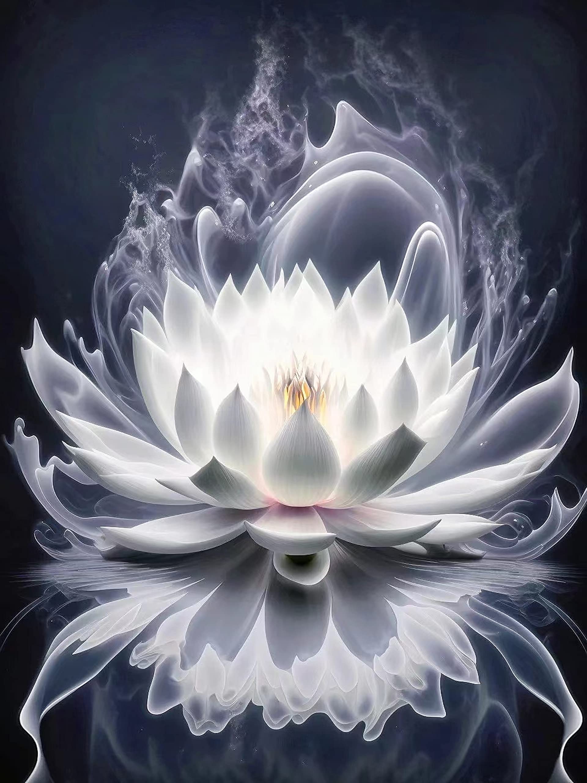 DIY Diamond Painting Kits for Adults, 5D Diamond Painting Set, Pictures by Numbers, Diamond Art Kit for Home Wall Decor 12x16inch A White Lotus Flower