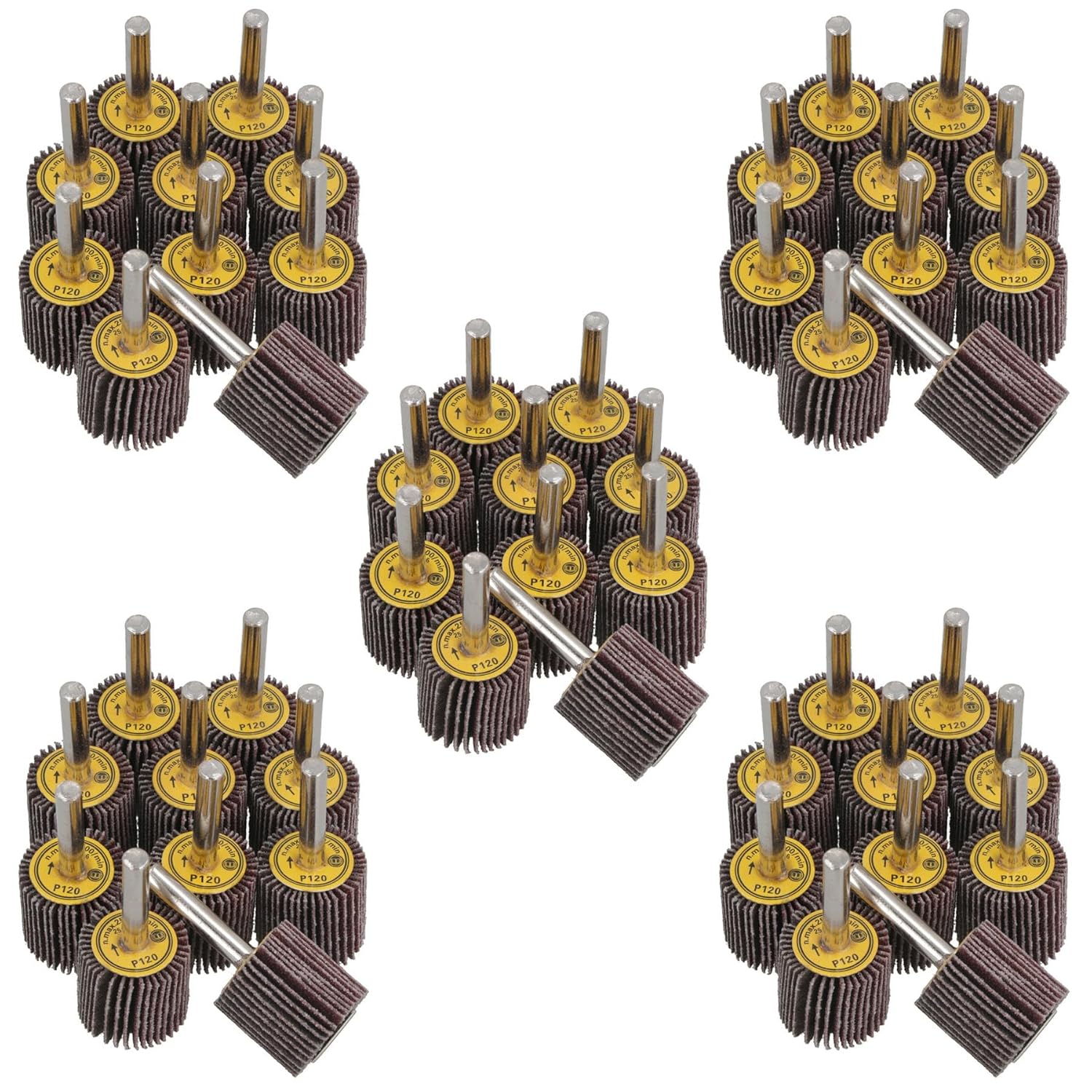 25mm 120 Grit Abrasive Flap Wheel Discs Sanding Rust Removal 6mm Shank 50pc