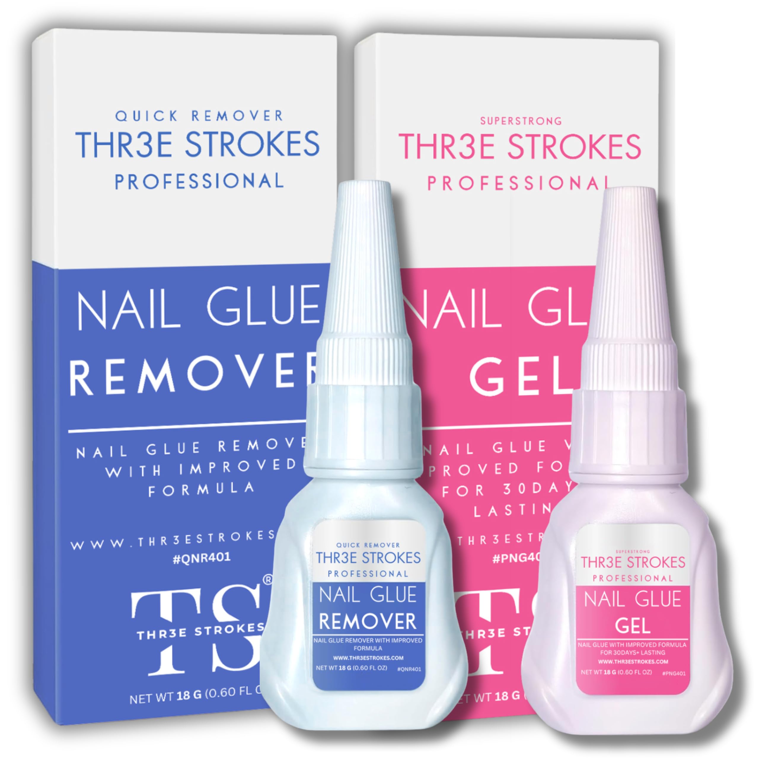 New Upgrade Super Strong Nail Glue Gel and Quickly Nail Glue Remover Kit Press on Nail,G1 Long-lasting 30+ Days Without UV Light,R1 Dropper-type Easily Remove Nail, Salon Professional Bundle (COMBO)