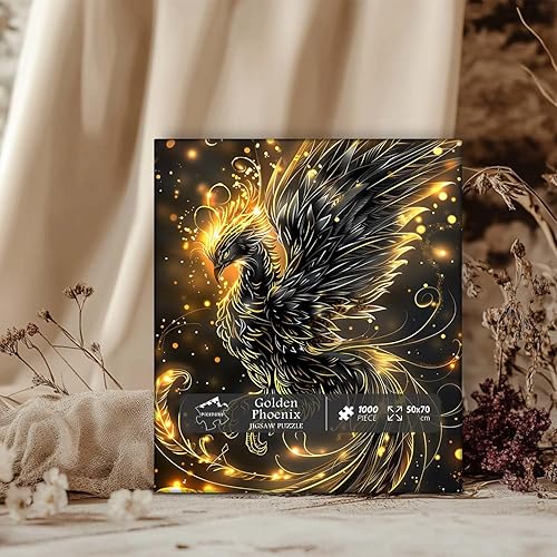 Miniatura 7 de PICKFORU Phoenix - Rompecabezas para adultos de 1000 piezas, rompecabezas vintage de animales de pájaro mítico, difícil y desafiante, tema de arte