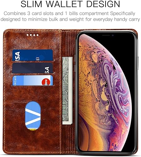 Miniatura 8 de Sinianl Funda de cuero tipo cartera con tapa de material TPU para iPhone Xs MaxXRXSX88 Plus77 Plus66 Plus, Marrón