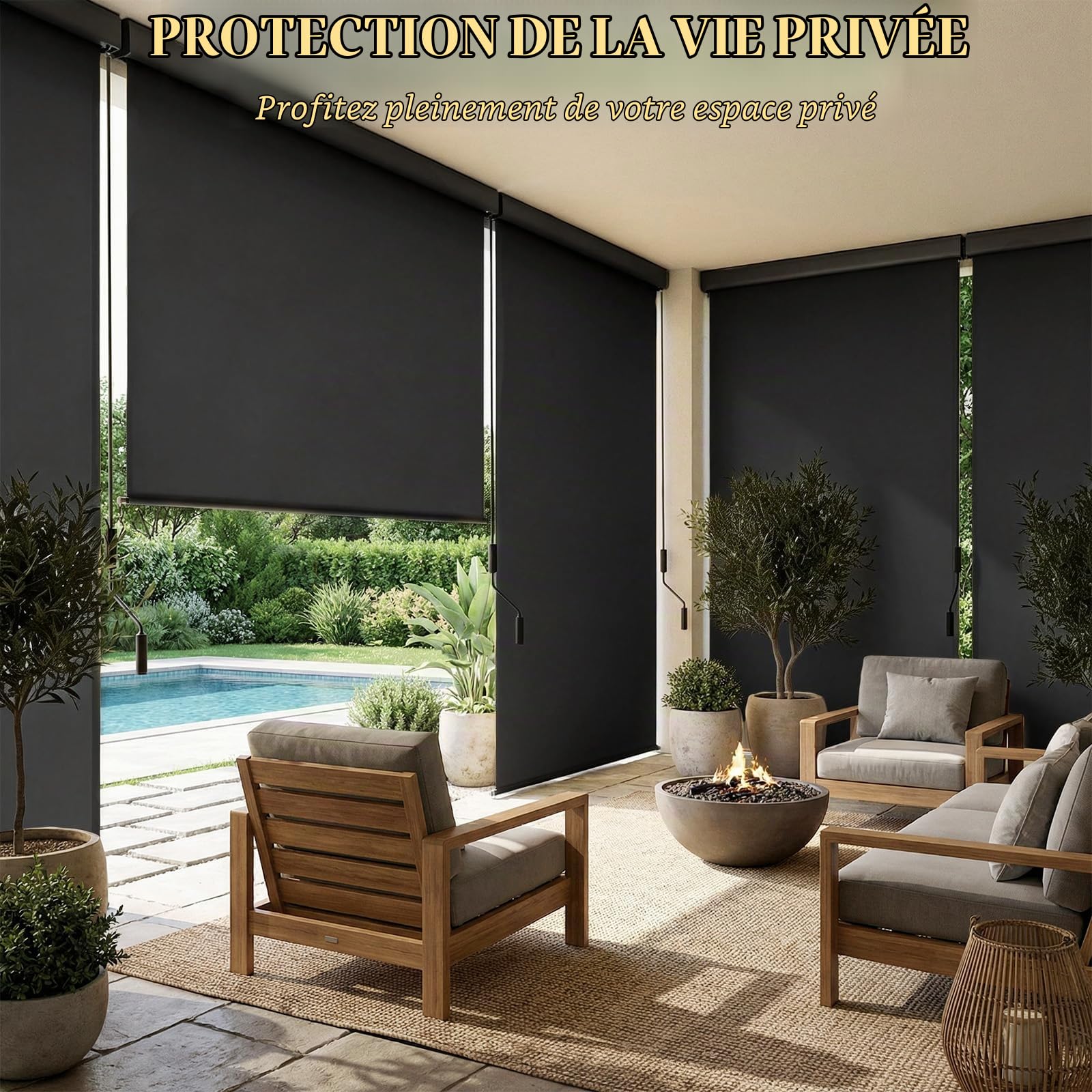 Huracan Store Vertical Extérieur 160 x 250 cm, Protection Solaire en Aluminium avec Manivelle, Résistant à l'eau, Store de Jardin, Store de Terrasse, Balcon Brise-Vue, Anthracite