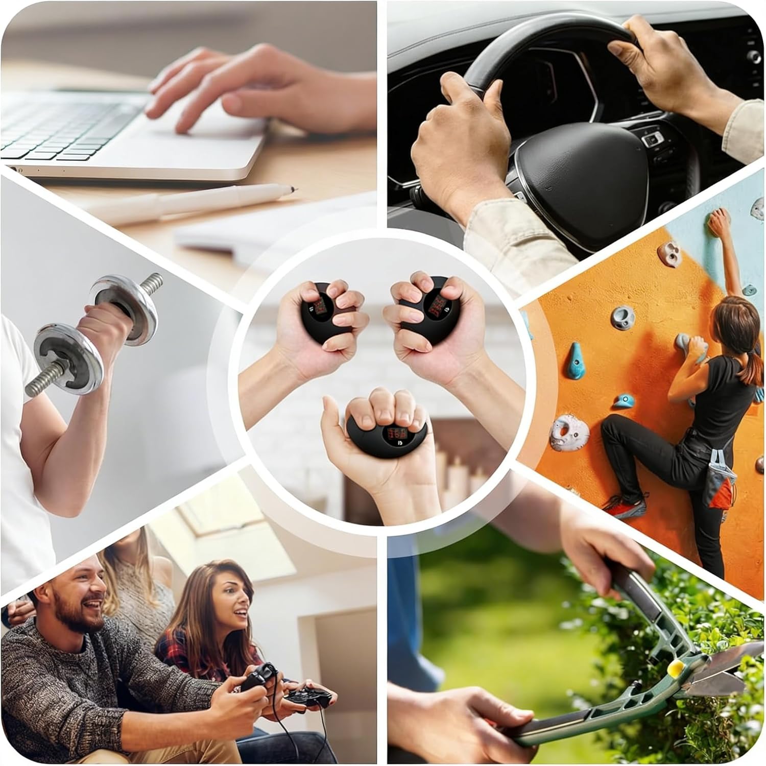 Hand Grip Strengthener, Rechargeable Digital Grip Strength Trainer with LCD Display Up to 220lbs/100kg, Silicone Hand Exercise Ball for Forearm Finger Training & Stress Relief, for Adults and Kids