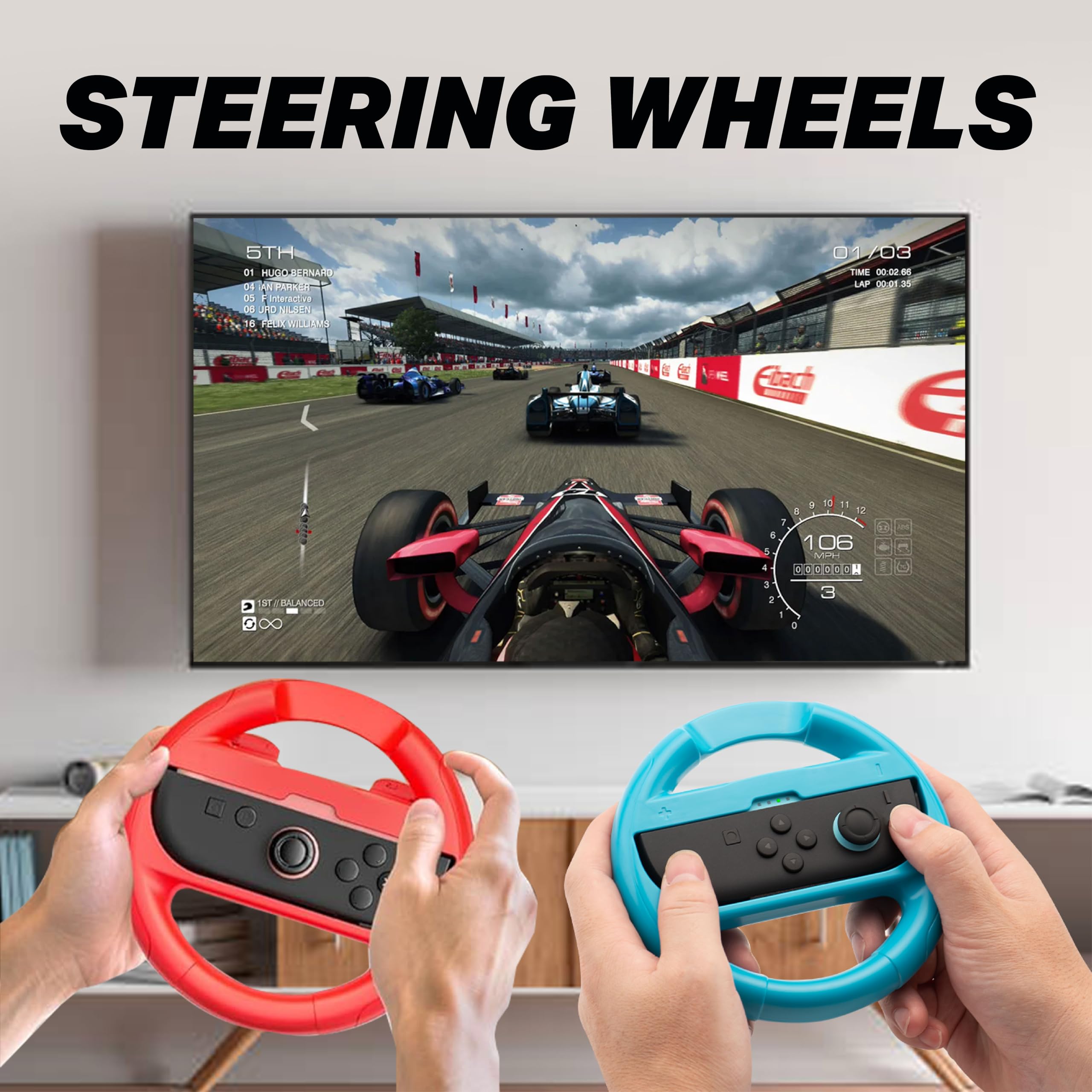 NiTHO Set Accessori Sport per Controller Compatibile con Switch 2, Bundle Giochi Sport con Volanti, Racchette, Spade e Pistole, Compatibile con Switch / OLED