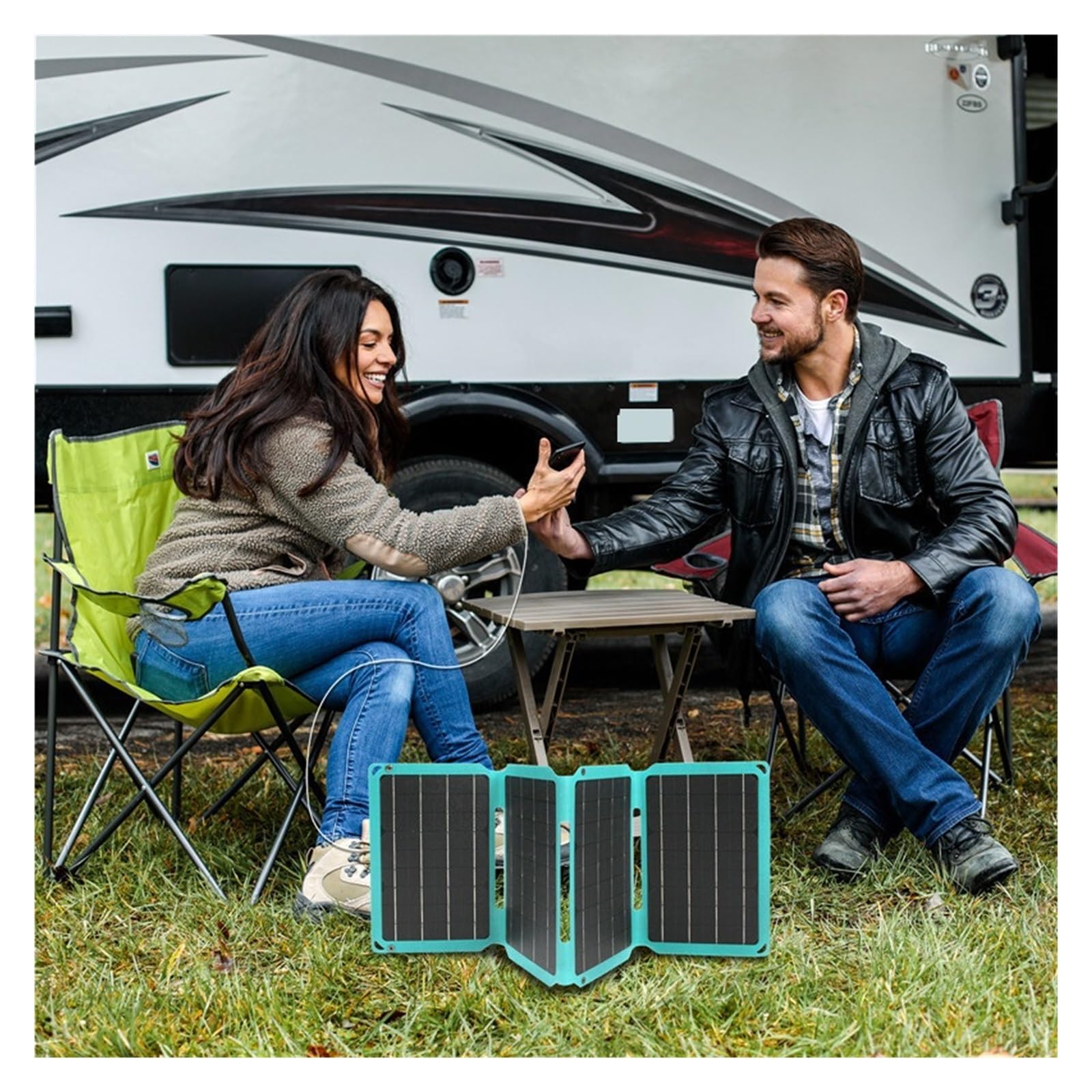 Pannello Solare Portatile USB Pieghevole for Telefono Cellulare Caricabatterie for Banca di Alimentazione Celle solari Batteria Campeggio Impermeabile all'aperto(28W 12V 4 fold-01)
