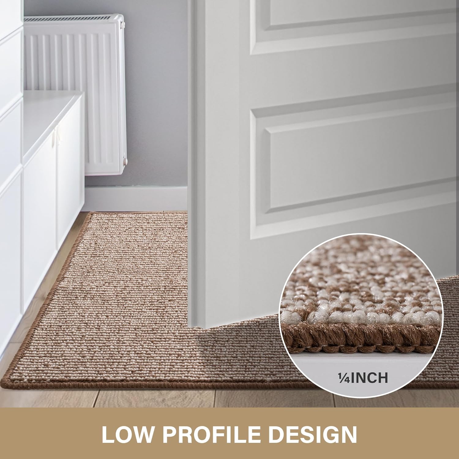 GRANNY SAYS Front Door Mat, Non Slip Washable, Low Profile Outdoor Welcome Mat, 36" x 24" Resist Dirt Absorbent Indoor Mats for Entryway, Inside House, Brown Beige