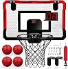Yimore Mini Indoor Basketball Hoop for Room Basketball Hoop Children Outdoor Basketball Basket with Automatic Score with 4 Balls Toy Basketball Hoops Door Set Boys Gift
