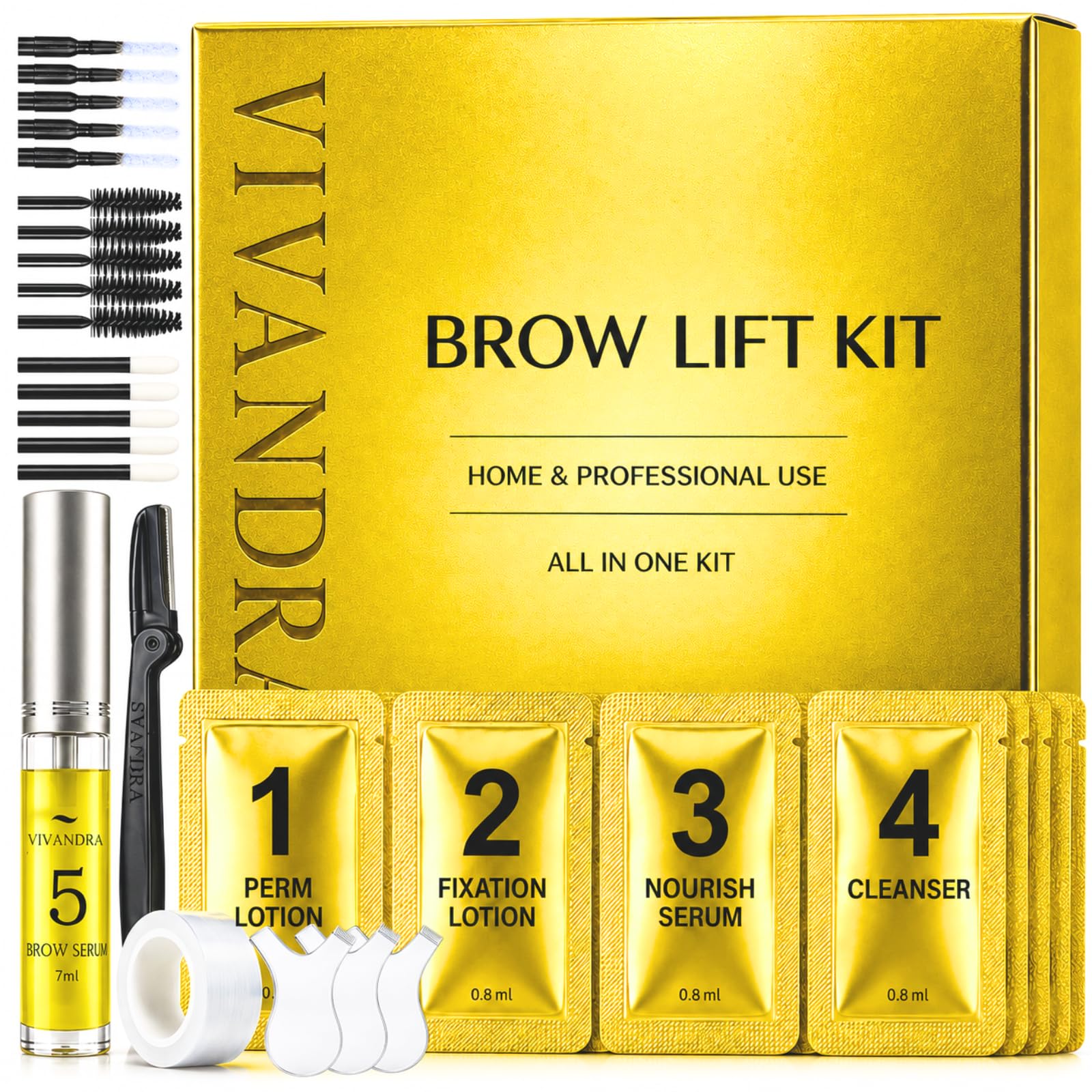Vivandra Brow Lamination Kit, 5 Pack Eyebrow Lift Kit for Fuller Thicker Brows, DIY Eyebrow Lamination at Home, Easy to Use for Beginners & Professionals Orange