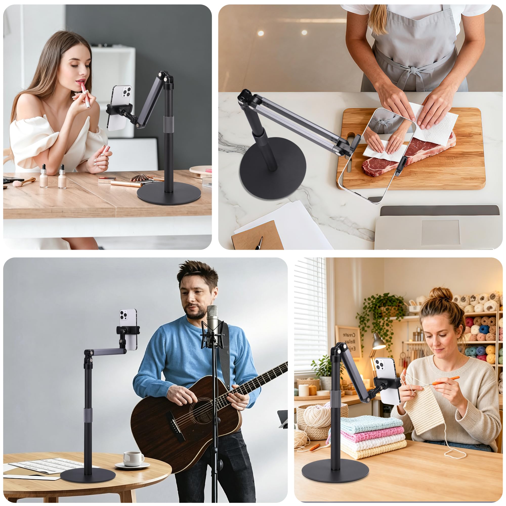 YSSHUI Handyhalterung Überkopf, Flexibler Arm 360° drehbar