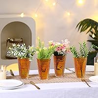 Vista 6 de MCMCNCUIU Juego de 4 jarrones de cristal, jarrones de cristal ámbar, jarrón de cristal para centros de mesa, moderno florero para sala de estar