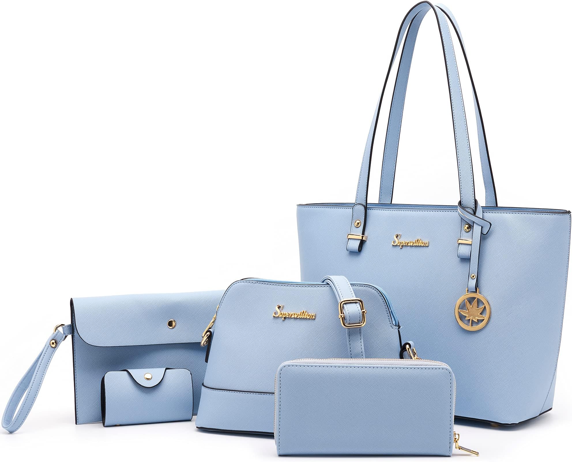 Handbags and Purses for Women Shoulder Tote Bags Top Handle Satchel Purse Set 5pcs
