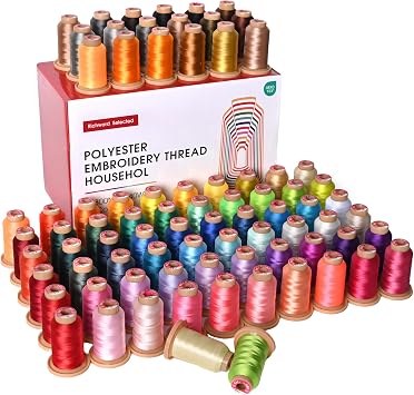 Poolin 80 Color 800M Polyester Thread Set + 144 Prewound Bobbins Size A (Class 15 / SA156) + 12 x 12 Tear Away Stabilizer 100 Sheets, 2.0 oz for Embroidery Machines